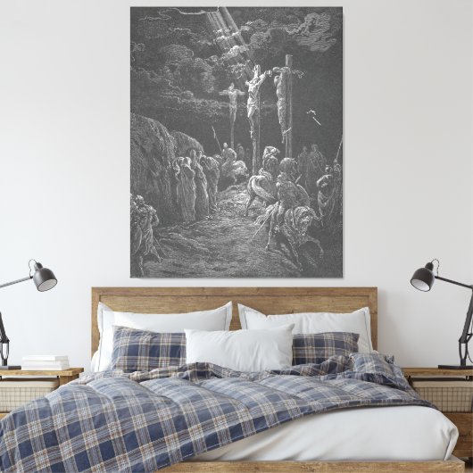 Gustave Doré - Matt 27C De kruisiging van Jezus Canvas Afdruk (Insitu (Slaapkamer))