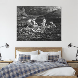 Gustave Doré - Phlegyas brengt Dante en Virgil ove Canvas Afdruk
