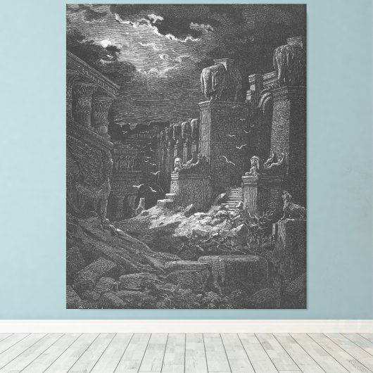 Gustave Doré - Rev 18 Babylon Has Fallen Canvas Afdruk (Insitu (Houten vloer))
