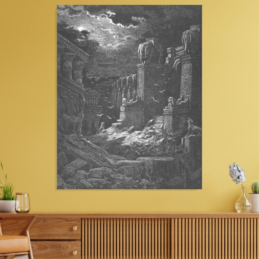 Gustave Doré - Rev 18 Babylon Has Fallen Canvas Afdruk (Insitu (Woonkamer))