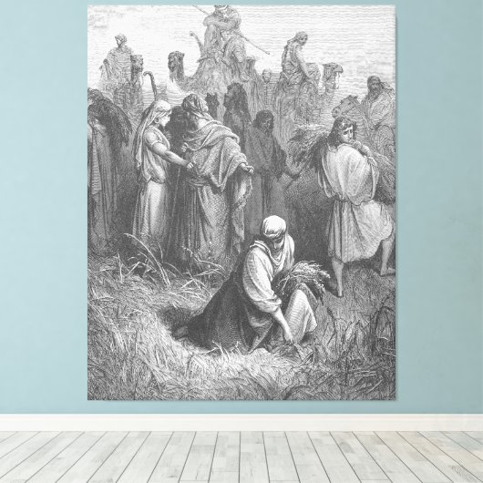 Gustave Doré - Ruth and Boaz Canvas Afdruk (Insitu (Houten vloer))