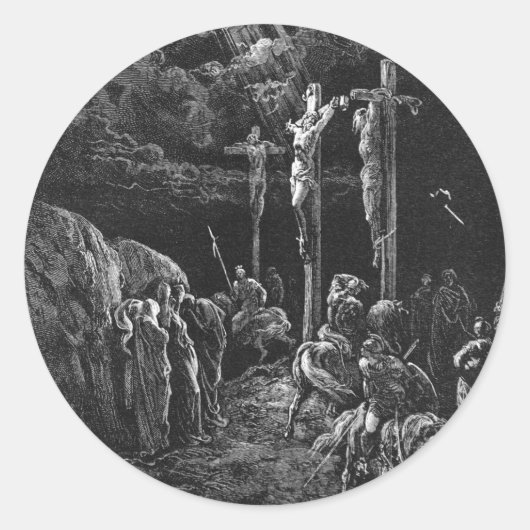 Gustave Dore the crucifixe from La Grande bijbel Ronde Sticker (Voorkant)