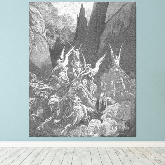Gustave Doré - Zechariah's Vision of Four Chariots Canvas Afdruk (Insitu (Houten vloer))