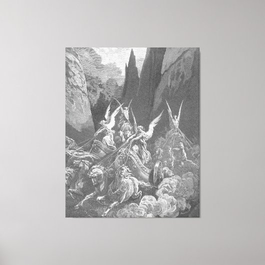 Gustave Doré - Zechariah's Vision of Four Chariots Canvas Afdruk (Voorkant)