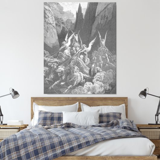 Gustave Doré - Zechariah's Vision of Four Chariots Canvas Afdruk (Insitu (Slaapkamer))
