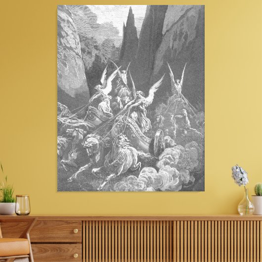 Gustave Doré - Zechariah's Vision of Four Chariots Canvas Afdruk (Insitu (Woonkamer))