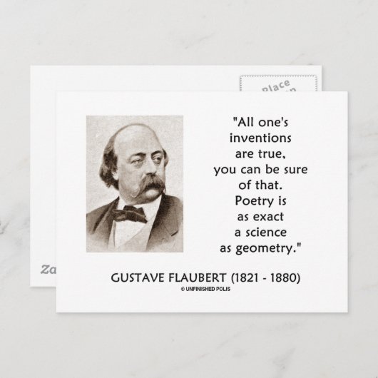 Gustave Flaubert vindt ware poëziewetenschap uit Briefkaart (Voorkant / Achterkant)