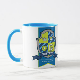 Gustavo letter G crest blauw groen naam betekent m Mok