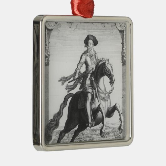 Gustavus Adolphus II, koning van Zweden, over Metalen Ornament (Rechts)