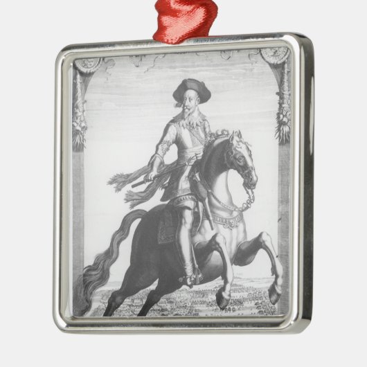 Gustavus Adolphus II, koning van Zweden, over Metalen Ornament (Links)
