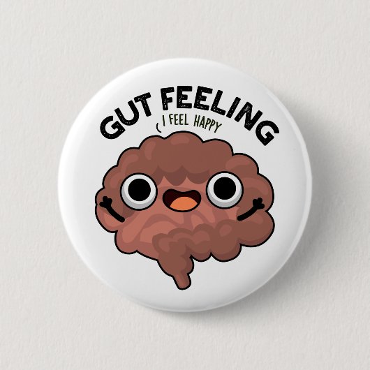 Gut Feeling Funny Anatomine Intestine Pun Ronde Button 5,7 Cm (Voorkant)