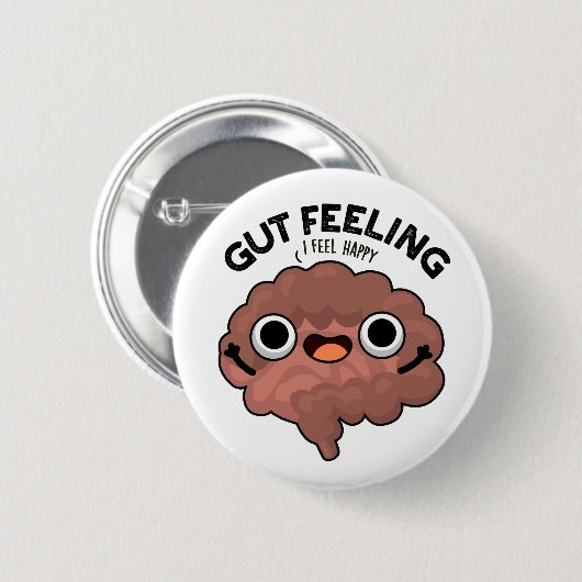 Gut Feeling Funny Anatomine Intestine Pun Ronde Button 5,7 Cm (Voorkant /achterkant)