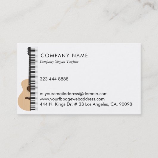 Gutar Piano illustratie Muziekleraar Visitekaartje (Achterkant)