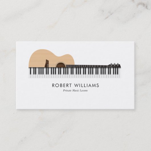 Gutar Piano illustratie Muziekleraar Visitekaartje (Voorkant)