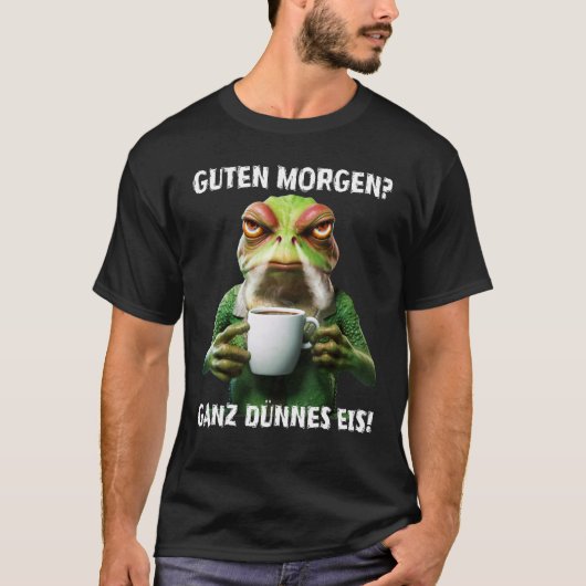 Gute Morgen Whole Thin Ice X Angry Frog Coffee Fun T-shirt (Voorkant)