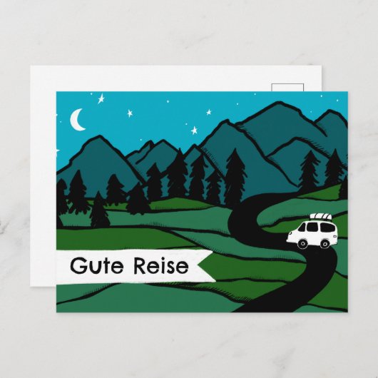 Gute Reise Campervan Vanlife Wohnmobil Sommer Berg Briefkaart (Voorkant / Achterkant)