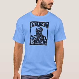 Gutenberg "Print is Dead" uit Woodcut T-shirt