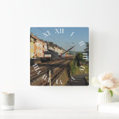 Güterzug in Lorchhausen am Rhein Vierkante Klok (Huis)