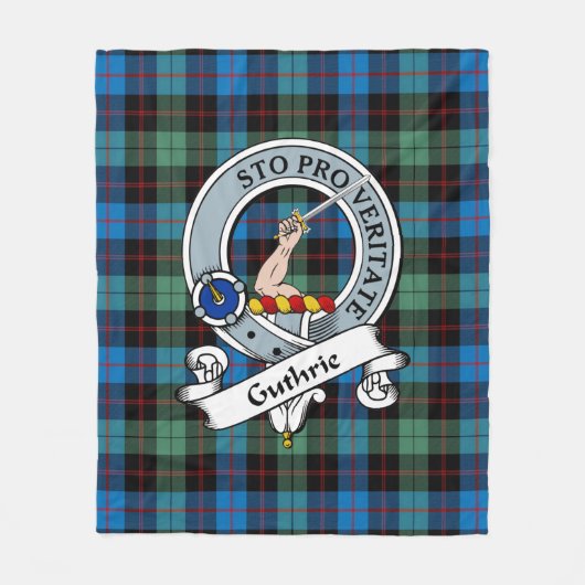 Guthrie Ancient Clan Badge Tartan Pset Fleece Deken (Voorkant)