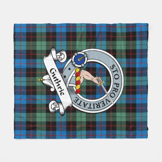 Guthrie Ancient Clan Badge Tartan Pset Fleece Deken (Voorkant (Horizontaal))