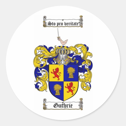GUTHRIE FAMILY CREST - GUTHRIE WAPEN RONDE STICKER (Voorkant)