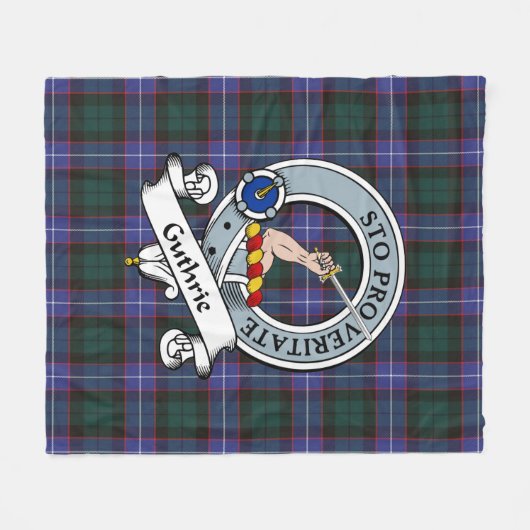 Guthrie Modern Clan badge Tartan Pset Fleece Deken (Voorkant (Horizontaal))