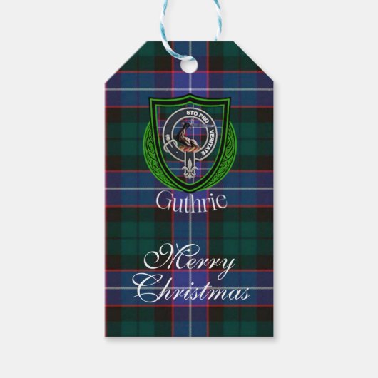 Guthrie Schotse Clan Tartan & Crest Cadeaulabel (Voorkant)