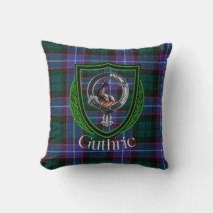 Guthrie Schotse Clan Tartan & Crest Kussen