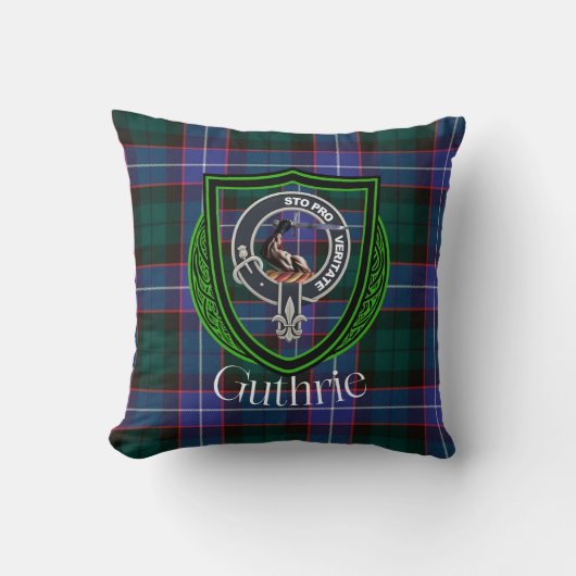 Guthrie Schotse Clan Tartan & Crest Kussen (Voorkant)