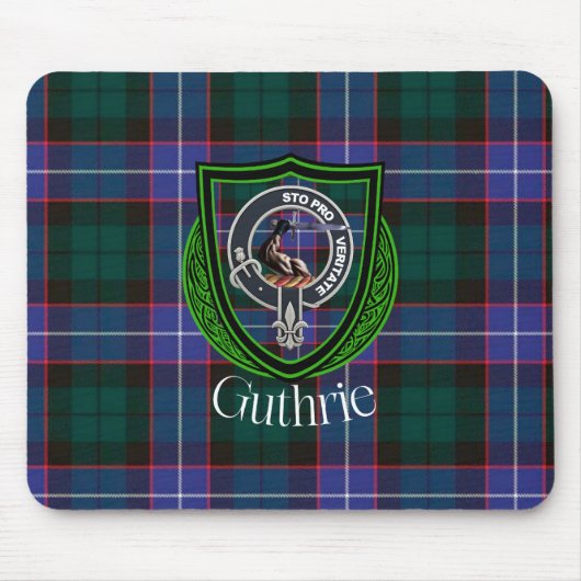 Guthrie Schotse Clan Tartan & Crest Muismat (Voorkant)