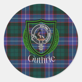 Guthrie Schotse Clan Tartan & Wapen Ronde Sticker