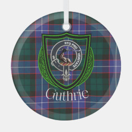 Guthrie Scottish Clan Tartan & Crest Glas Ornament