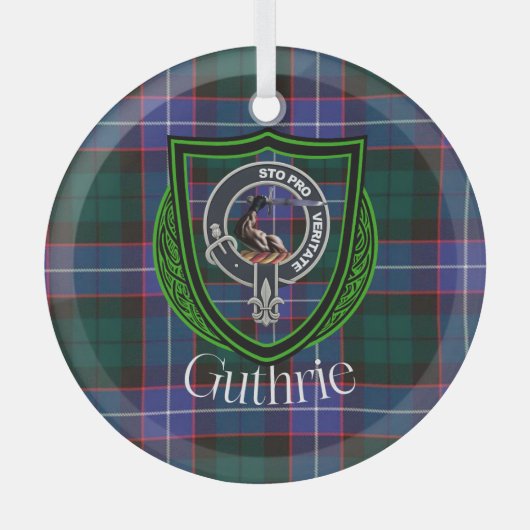 Guthrie Scottish Clan Tartan & Crest Glas Ornament (Voorkant)