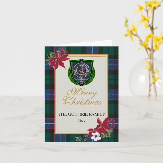 Guthrie Scottish Clan Tartan & Crest Kaart (Gele Bloem)