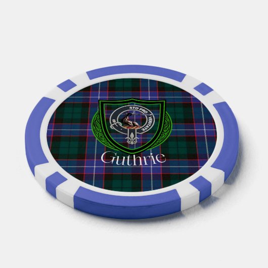 Guthrie Scottish Clan Tartan & Crest Poker Chips (Enkel)