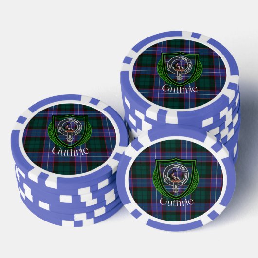 Guthrie Scottish Clan Tartan & Crest Poker Chips (Opstapeling)