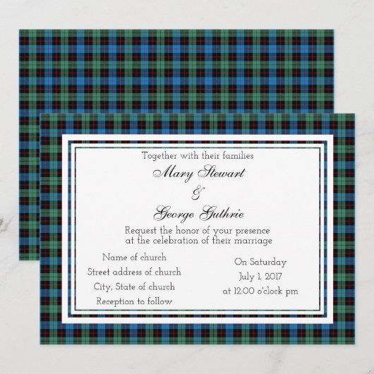 Guthrie Scottish Wedding Invitation Kaart (Voorkant / Achterkant)