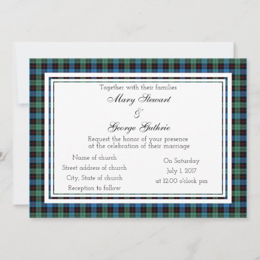 Guthrie Scottish Wedding Invitation Kaart (Voorkant)
