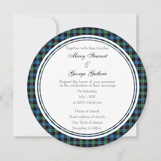 Guthrie Scottish Wedding Round Invitation Kaart (Voorkant)