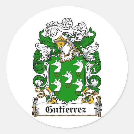 GUTIERREZ FAMILY CREST - GUTIERREZ WAPEN RONDE STICKER (Voorkant)