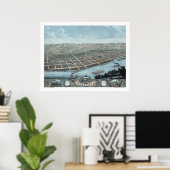 Guttenburg, IA Panoramic Map - 1869 Poster (Thuiskantoor)