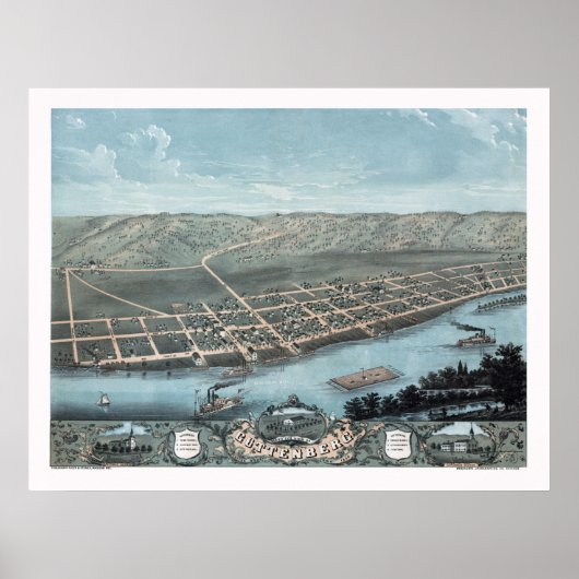 Guttenburg, IA Panoramic Map - 1869 Poster (Voorkant)