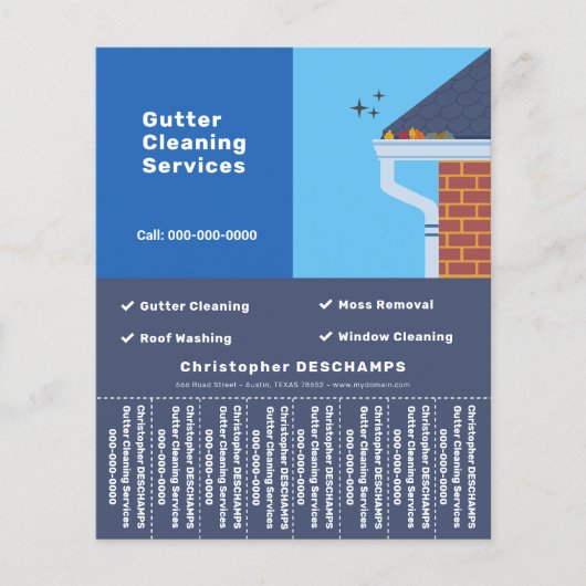 Gutter Cleaning Blue Tear Off Strips Flyer (Voorkant)