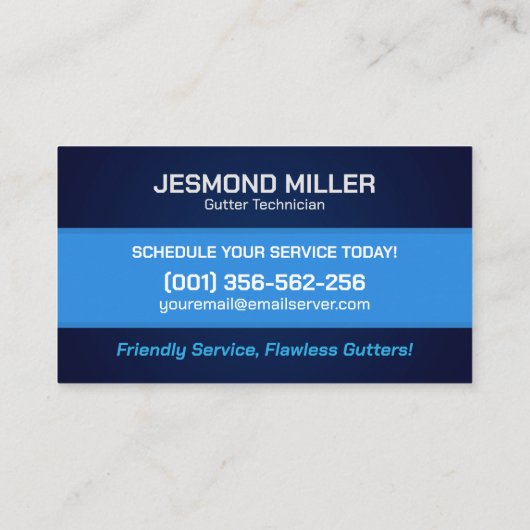 Gutter Cleaning Repair Installation Service Bus Visitekaartje (Achterkant)