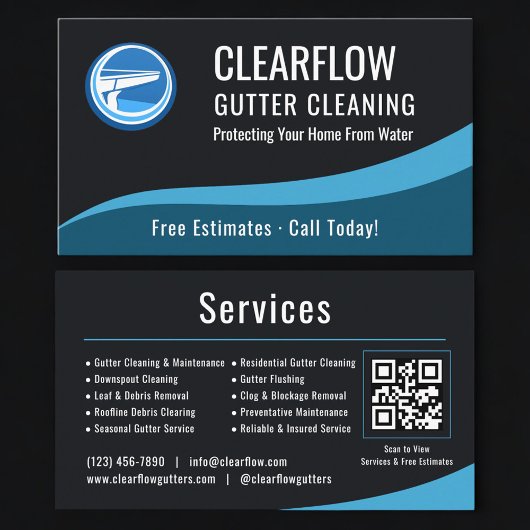 Gutter Cleaning Service QR Code Professional  Visitekaartje