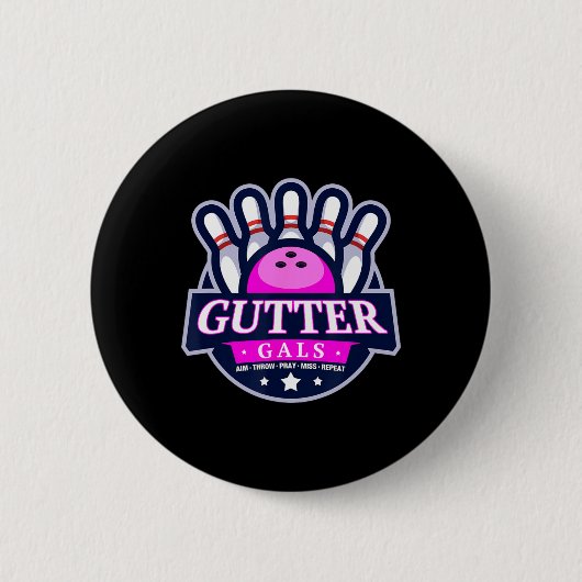 Gutter Gals Grappige Bowling Teamnaam Dames Matchi Ronde Button 5,7 Cm (Voorkant)