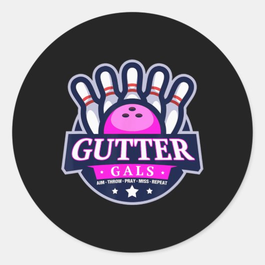 Gutter Gals Grappige Bowling Teamnaam Dames Matchi Ronde Sticker (Voorkant)