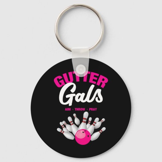 Gutter Gals Grappige Bowling Teamnaam Vrouwen Meis Sleutelhanger (Voorkant)