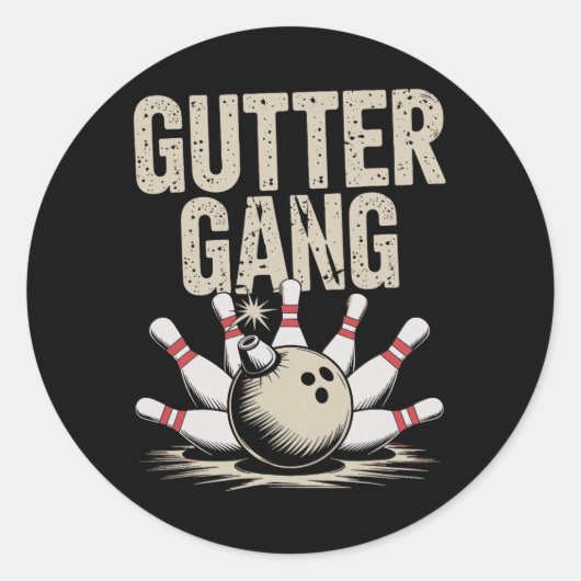 Gutter Gang Bowling 1  Ronde Sticker (Voorkant)