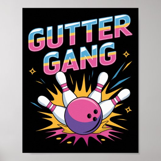 Gutter Gang T-shirt Grappige Bowling Shirts Gutter Poster (Voorkant)